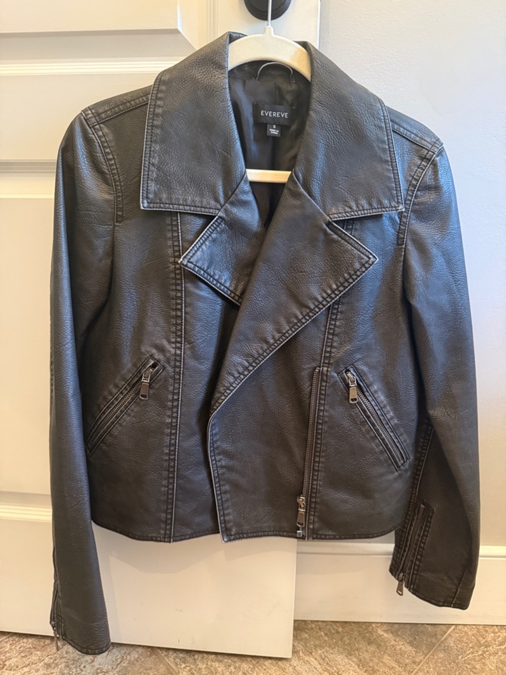 Faux Leather Moto Jacket NWOT in faded black